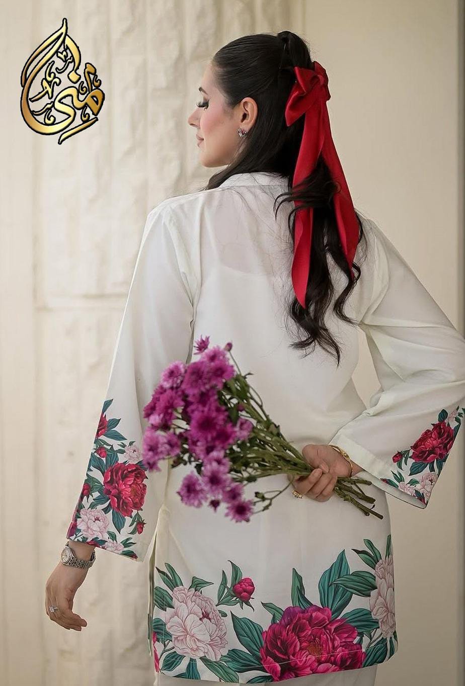 Digital Front & Back Floral Print Co Ord Set 2PCs