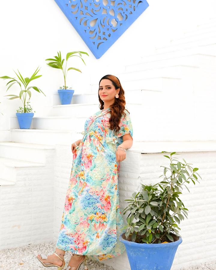 MULTI FLORAL MAXI KAFTAN